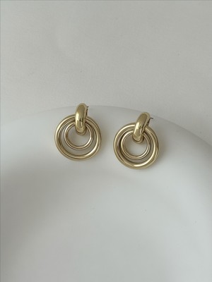 QA Quella Accessories Özel Seri Mng  Içiçe Halka 14 Ayar Altın Kaplama Gold Küpe
