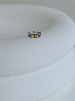 QA Quella Accessories Xuping Renkli Zirkon Baget Earcuff Kıkırdak Gümüş Küpe