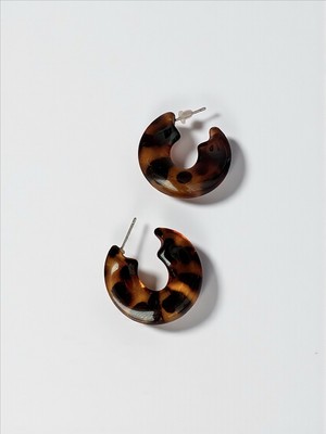 QA Quella Accessories Özel Seri  Halka Leopar Kahverengi Bombe Küpe