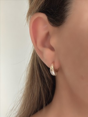 QA Quella Accessories Xuping Mini Oval Çift Renk Gold Küpe