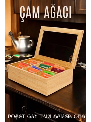 Creatividad Solutions Poşet Çay Kutusu Ahşap Sallama Çay Organizer Kahve Şeker Aksesuar Kutusu 721846