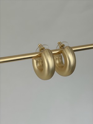 QA Quella Accessories Rodyum Bombe Kalın Halka 14 Ayar Altın Kaplama Mat Gold Küpe