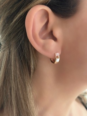 QA Quella Accessories Xuping Mini Halka Kareli Çift Renk Gold Küpe