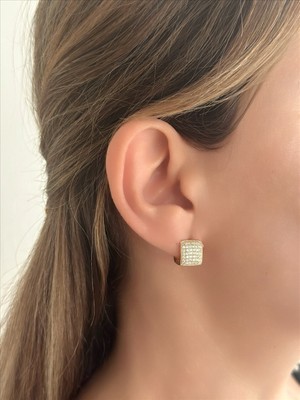 QA Quella Accessories Xuping Kare Küp Zirkon Soft Rose Gold Küpe