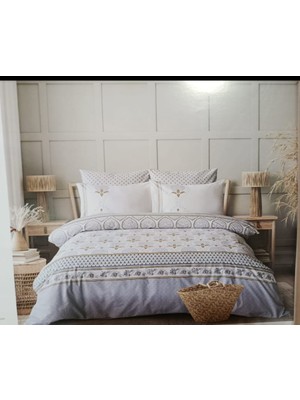 Karamanlı Home 2 Adet Fermuarlı Yastık Alezi Hediyeli % 100 Pamuk  Ranforce Çift Kişilik Nevresim Takımı Mavi 4 Parça 200X 220CM Nefes Alır Terletmez