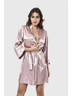 Hayat Store Arias Closet Vizon Kısa Saten Sabahlık