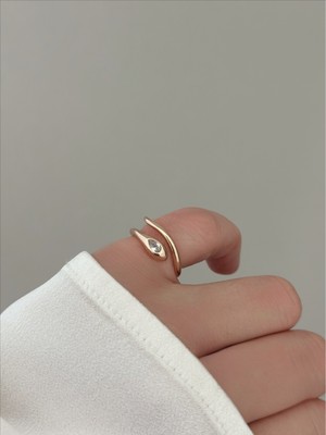 QA Quella Accessories Xuping Yılan Zirkon Tasarım 14 Ayar Soft Rose Altın Kaplama Ayarlanabilir Gold Yüzük
