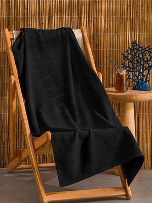 LC Waikiki Siyah Pamuklu Erkek Plaj Havlusu 70X150 cm  (S6)