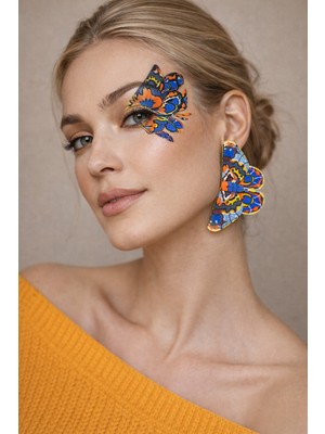 Gizy Store Polimer Kil Kelebek Küpe, Büyük Kelebek Küpe, Hediye Aksesuar, Özel Gün Takı