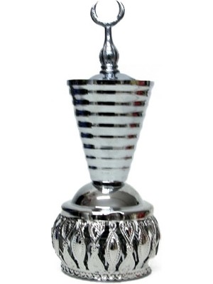 Buhurdanlık Cam Metal Dekorlu Kapak Gümüş