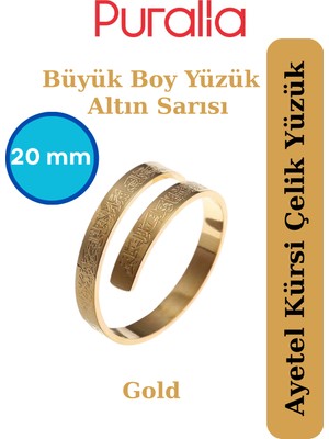 Puralia Büyük Boy Ayetel Kürsi Çelik Yüzük 20 mm