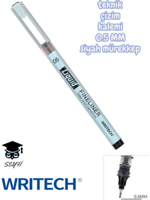 Writech Teknik Çizim Kalemi Siyah Mürekkep Drawing Pencil Metal Klips Çelik Uç