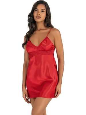 Hayat Store Arias Closet Kırmızı Kısa Saten Gecelik