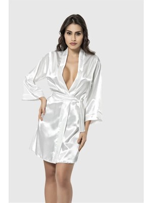 Hayat Store Arias Closet Ekru Kısa Saten Sabahlık