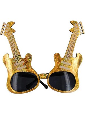Hayat Store Altın Renk Rockn Roll Gitar Şekilli Parti Gözlüğü 15X15 cm - Lisinya