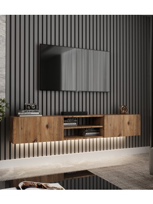 Tumblera Volar Pine Tv Ünitesi Işıklı Atlantik Çam 180 cm Modern