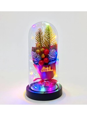 Hayat Store Yılbaşı Temalı Işıklı  Dekoratif Cam Fanus ALK5081 - Lisinya