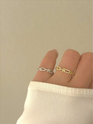 QA Quella Accessories Rodyum  Ataç  14 Ayar Altın Kaplama Gümüş & Gold Ayarlanabilir Yüzük - Gold