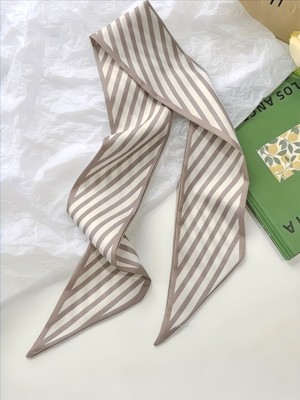 QA Quella Accessories Çizgi Desen Bej Bandana-Fular-Çanta-Saç Aksesuarı