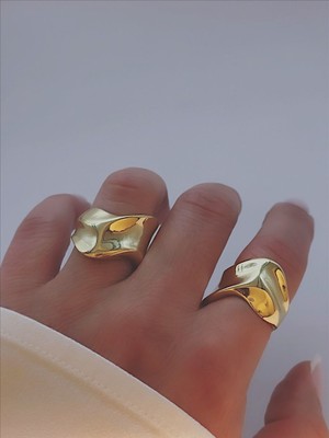 QA Quella Accessories Özel Seri Dalga Tasarım 7-8 No Ayarlanabilir 14K Gold Yüzük
