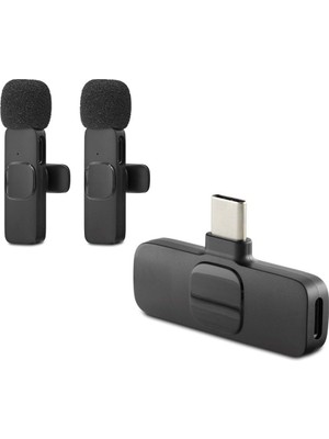 Emh Store Kablosuz Çift Mikrofon Type-C Siyah HDX2788
