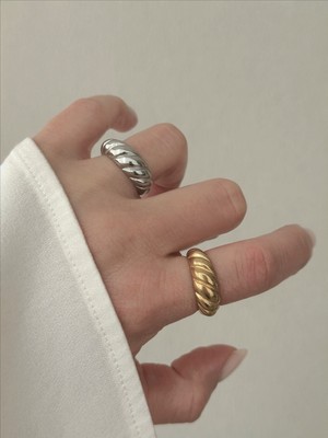 QA Quella Accessories Çelik Burgu  Gümüş & Gold Yüzük No 8  - Gold