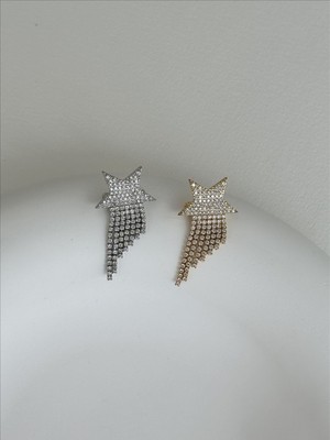 QA Quella Accessories Zirkon Taş Altın Kaplama Tasarım Yıldız Sallantılı Gold & Gümüş Broş - Gold