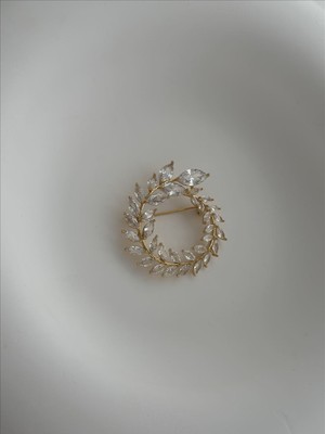 QA Quella Accessories Zirkon Taş Altın Kaplama Tasarım Halka Başak Gold Broş