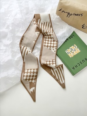 QA Quella Accessories Geometrik Çizgi Desenli Bandana-Fular-Çanta-Saç Aksesuarı