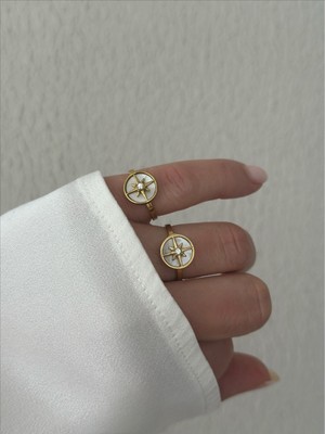 QA Quella Accessories Çelik Sedef Kutup Yıldızı Serçe Parmak Ayarlanabilir Gold Yüzük