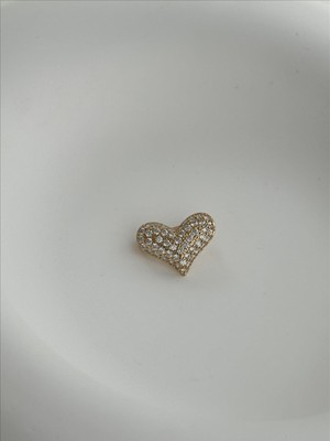 QA Quella Accessories Zirkon Taş Altın Kaplama Mini Kalp Tasarım Gold Broş