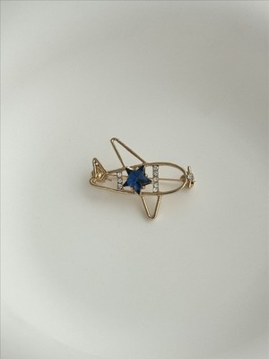 QA Quella Accessories Özel Seri  Uçak Tasarım Lacivert Yıldız Gold Broş