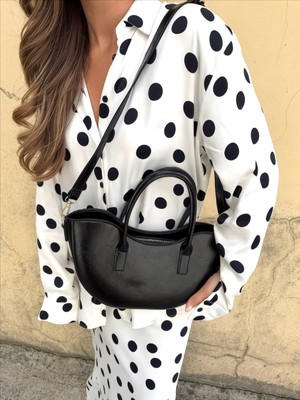 QA Quella Accessories Fora Deri Fermuarlı Askılı El Kol Omuz Çapraz Siyah Çanta