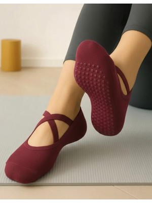Umel Tekstil Kadın Pilates Çorap ◆ Pamuklu Kaymaz Silikon Taban ◆ Yoga Bale Pilates Tavaf Çorabı