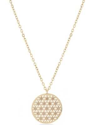 Gold Renkli Çelik Yaşam Ağacı Kolye