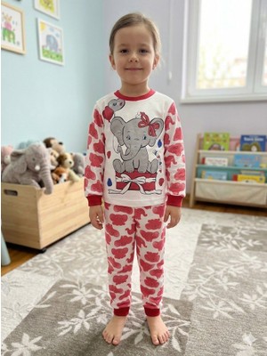 Yağmur Giyim Supermını Fil Desenli Kız Çocuk Pijama Takımı 4-6 Yaş 3185