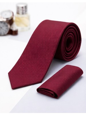 Gambocci Unisex Armürlü Kuş Gözü Desenli Slim Fit Mendilli Kravat