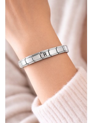 Youday Accessories Kişiye Özel R Harfli Çelik Bileklik – Italyan Charm Bilezik, Ayarlanabilir Zarif Tasarım
