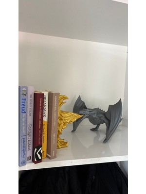 Ejderha ve Alev Kitap Tutucu - Fantastik Kitaplık Dekorasyonu