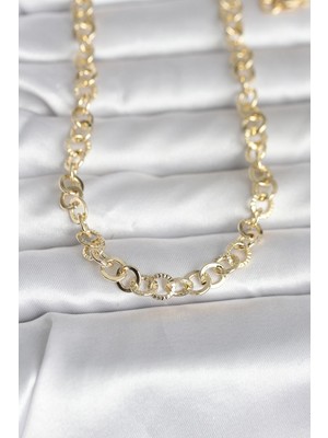 Hayat Store cm 14K Gold Renk Kalın Halka Zincirli 60 cm Kadın Kolye - Lisinya