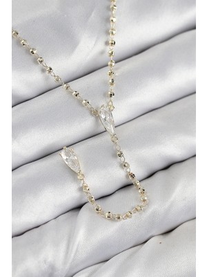 Hayat Store Pirinç Zirkon Taşlı Gold Renk Kadın Y Kolye - Lisinya