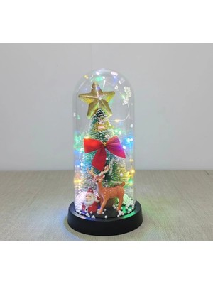 Hayat Store Yılbaşı Temalı Işıklı  Dekoratif Cam Fanus ALK5080 - Lisinya