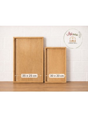 Aşkana Bambu Ikili Tepsi Seti, Servis & Sunum Tepsisi | 20×30 cm – 35×25 Cm, Doğal Bambu Rengi(Açık Ton)