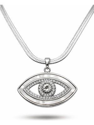 Youday Accessories Paslanmaz Çelik Nazar Göz Kolye Model 4 – Zirkon Taşlı Parlak Tasarım | Kararmaz Kadın Kolyesi