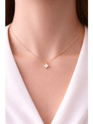 Youday Accessories Altın Renk Yonca Figürlü Çelik Kolye Model 18 – Kararmaz, Paslanmaz, Şık &amp; Minimal Kadın Kolyesi