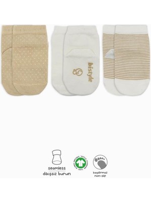 isiltikidsmoda Nessiworld Puanlı Kaymaz Penye Soket Çorap 3'lü BS10108 Bej