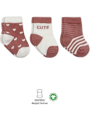 isiltikidsmoda 3'lü Penye Cute Stars Soket Çorap BS10115 Pudra