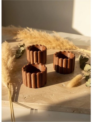 Helis Craft Rustik Ahşap Kütük Görünümlü 3'lü Dekoratif Tealight Mumluk - Bohem Iskandinav Tarzı Doğal Doku