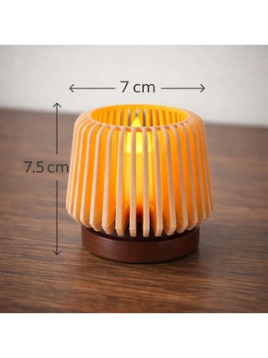 Helis Craft Dekoratif Tealight LED Mumluk Ahşap Tabanlı Sıcak Işık