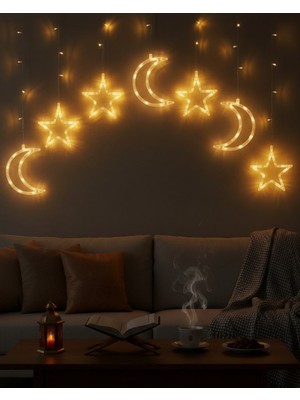 Toptan Bulurum Büyük Ay Yıldız Ramazan LED Işık Dekoratif Işıklı Süs